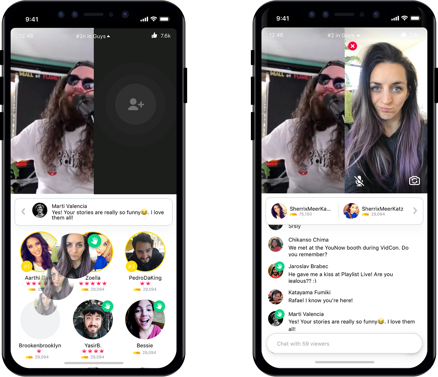 Broadcasters can easily drag-and-drop users to their screen to add them as guest broadcasters.